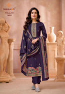 Suryajyoti Pallavi Vol 9 Jam Satin Print with Fancy Work Suit